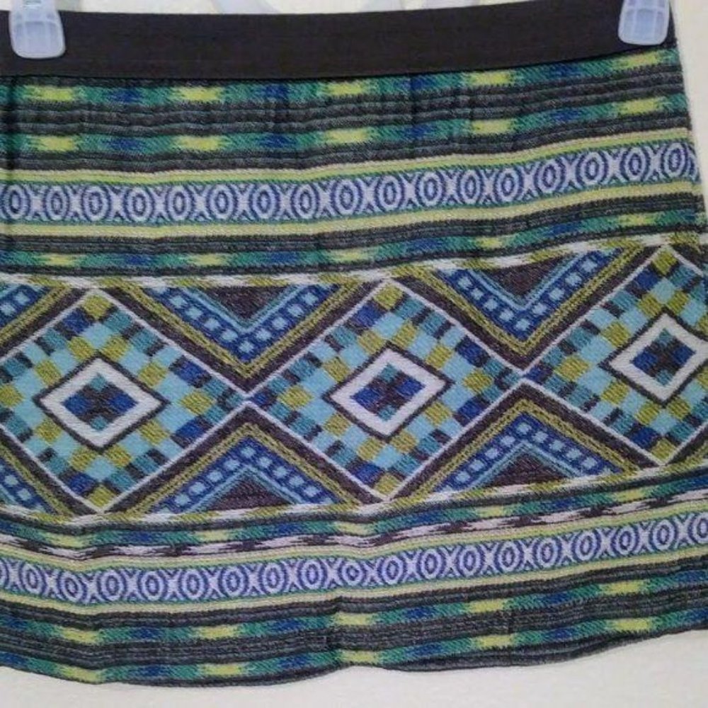 American Eagle Outfitters Tribal Print Cotton Mini Skirt Woven Aztec Size 0